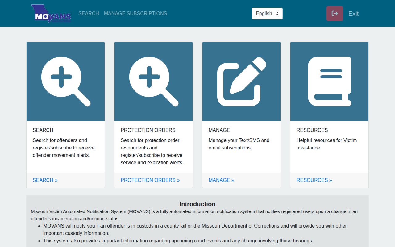 Johnson County MOVANS custody search and registration landing page